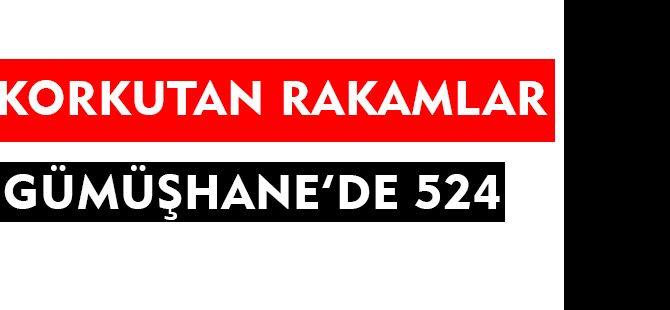 KORKUTAN RAKAMLAR; GÜMÜŞHANE'DE 524