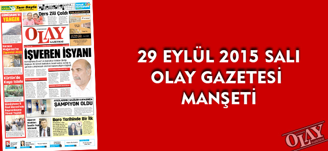 29 EYLÜL SALI OLAY GAZETESİ MANŞETİ