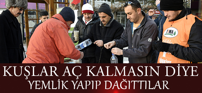 KUŞLAR AÇ KALMASIN DİYE YEMLİK YAPIP DAĞITTILAR