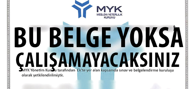 Mesleki Yeterlilik Belgesi Uyarısı