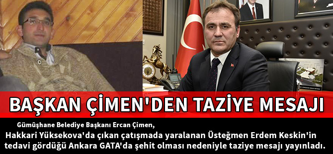 BAŞKAN ÇİMEN'DEN TAZİYE MESAJI