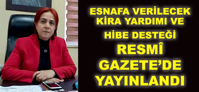 ESNAFA VERİLECEK KİRA YARDIMI VE HİBE DESTEĞİ RESMÎ GAZETE’DE YAYINLANDI