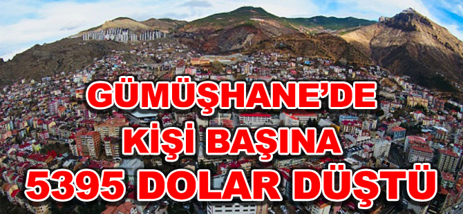 GÜMÜŞHANE’DE KİŞİ BAŞINA 5395 DOLAR DÜŞTÜ