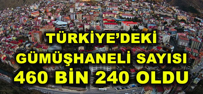 TÜRKİYE’DEKİ GÜMÜŞHANELİ SAYISI 460 BİN 240 OLDU