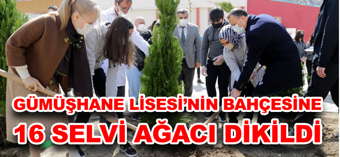 GÜMÜŞHANE LİSESİ’NİN BAHÇESİNE 16 SELVİ AĞACI DİKİLDİ