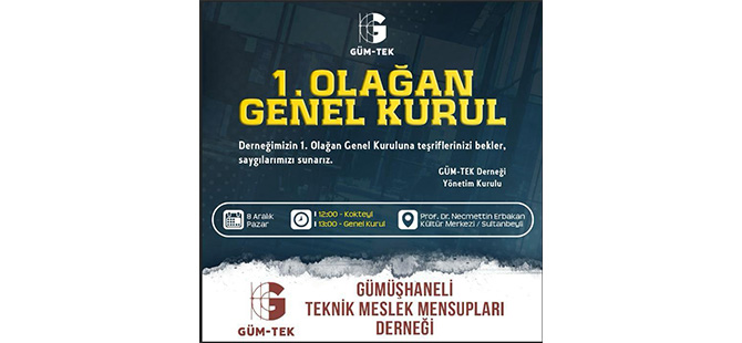 GÜM-TEK’İN OLAĞAN GENEL KURULU 8 ARALIK’TA