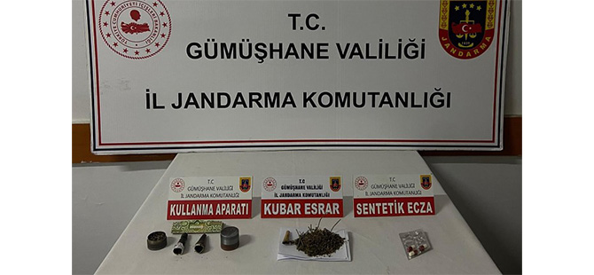 JANDARMA, TRABZON’DAN GÜMÜŞHANE’YE UYUŞTURUCU GETİREN ŞAHSI YAKALADI