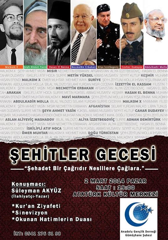 ŞEHİTLER GECESİ PROGRAMI