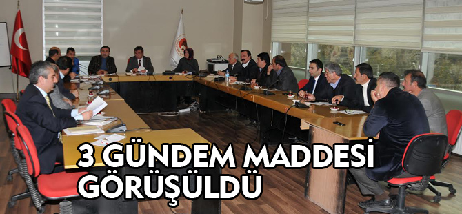 TOPLANTIDA 3 GÜNDEM MADDESİ GÖRÜŞÜLDÜ