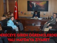 DERECEYE GİREN ÖĞRENCİLER VALİ MAYDA’YI ZİYARET ETTİ