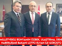 BAYBURT MİLLETVEKİLİ BÜNYAMİN ÖZBEK, ULAŞTIRMA, DENİZCİLİK VE HABERLEŞME BAKANI LÜTFÜ ELVAN İLE GÖRÜŞTÜ